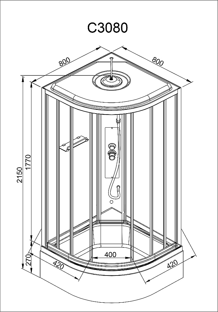 Душевая кабина AvaCan C Серия C3080 80х80 стандартная купить в интернет-магазине Sanbest