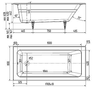 Ванна чугунная Delice Parallel Comfort DLR220502R 170x80 белая с ручками купить в интернет-магазине Sanbest