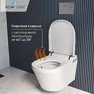 Унитаз подвесной с инсталляцией RGW SW-70 63420270-01 белый, безободковый, с крышкой микролифт, слив торнадо купить в интернет-магазине Sanbest