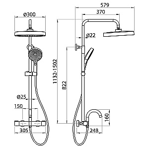 Душевая система Elghansa RADIANT XQ 6747157-2X-MattGold матовое золото купить в интернет-магазине сантехники Sanbest