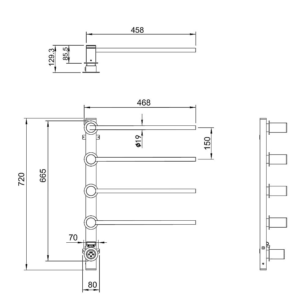 Полотенцесушитель электрический встраиваемый WONZON & WOGHAND HAMBURG, Хром (WW-AL314-CR) купить в интернет-магазине сантехники Sanbest