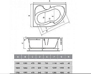 Ванна акриловая Vayer Azalia 170x105 купить в интернет-магазине Sanbest