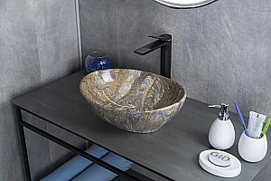 Раковина накладная Gid Lago 41 Mnc138T 54472 под камень глянцевая купить в интернет-магазине Sanbest