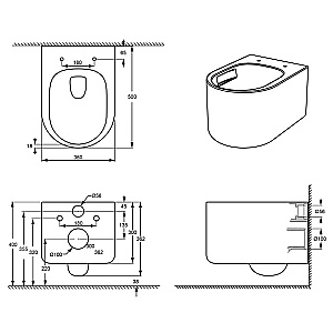 Унитаз подвесной Grossman Thin Rim GR-5606SQ белый, безободковый, с крышкой микролифт, слив торнадо купить в интернет-магазине Sanbest