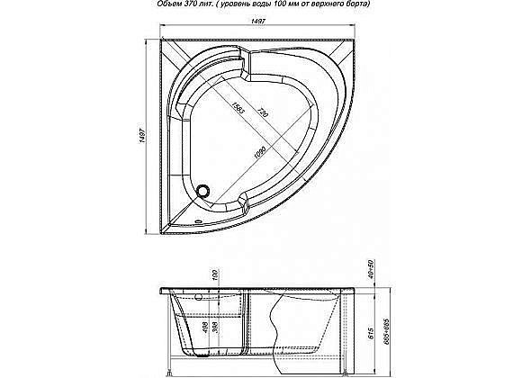 Акриловая ванна Aquanet Bali 150x150 205469 с к/с купить в интернет-магазине Sanbest