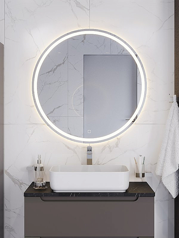 Зеркало Belbagno 80 SPC-RNG-800-LED-3000K-TCH подсветка, сенсор в ванную от интернет-магазине сантехники Sanbest
