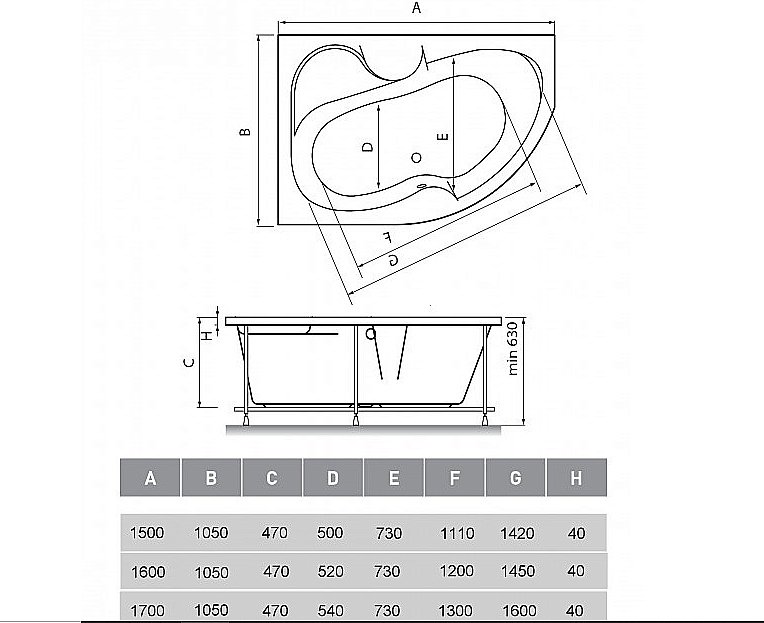 Ванна акриловая Vayer Azalia 170x105 купить в интернет-магазине Sanbest