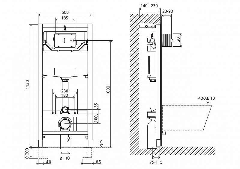 Инсталляция для унитаза BelBango BB001-120 с кнопкой хром купить в интернет-магазине сантехники Sanbest