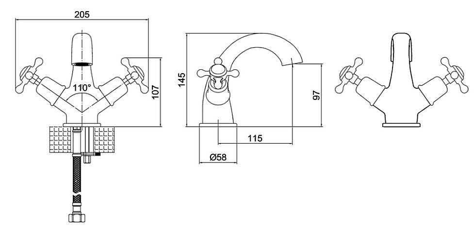 Смеситель для раковины Burlington T27-QT BNKL шлифованный никель купить в интернет-магазине сантехники Sanbest