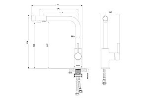 Смеситель для кухни c подключением фильтра WONZON & WOGHAND, Черный матовый (WW-88458008-MB) купить в интернет-магазине сантехники Sanbest