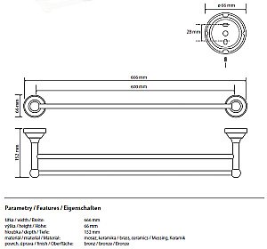 Полотенцедержатель двойной Bemeta Kera 144704057 купить в интернет-магазине сантехники Sanbest