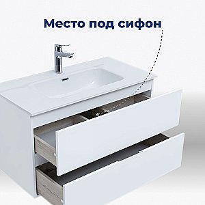 Тумба с раковиной Aquanet Алвита New 303920 303920 90 белый матовый для ванной в интернет-магазине Sanbest
