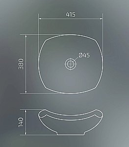 Раковина накладная Gid Creativo 41,5 N9412 51191 белая купить в интернет-магазине Sanbest