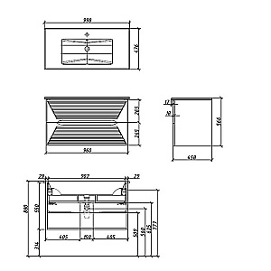 Тумба с раковиной Caprigo Modo-Terza 100 с интегрированной ручкой, цвет на выбор/эмаль для ванной в интернет-магазине Sanbest