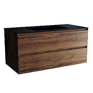 Тумба с раковиной Vincea Luka 100 VMC-2L100CO/VCB-13100B тёмный дуб/раковина черная для ванной в интернет-магазине Sanbest