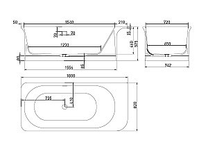 Ванна Salini NINFEA S-Stone 180х82 102721M белая матовая купить в интернет-магазине Sanbest