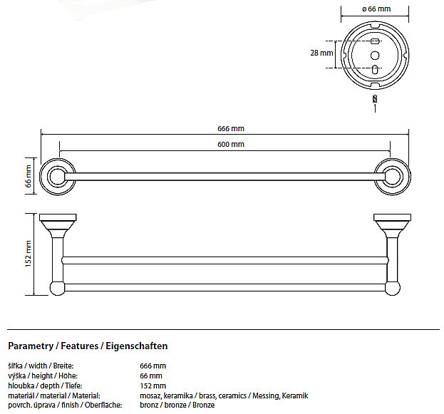 Полотенцедержатель двойной Bemeta Kera 144704057 купить в интернет-магазине сантехники Sanbest