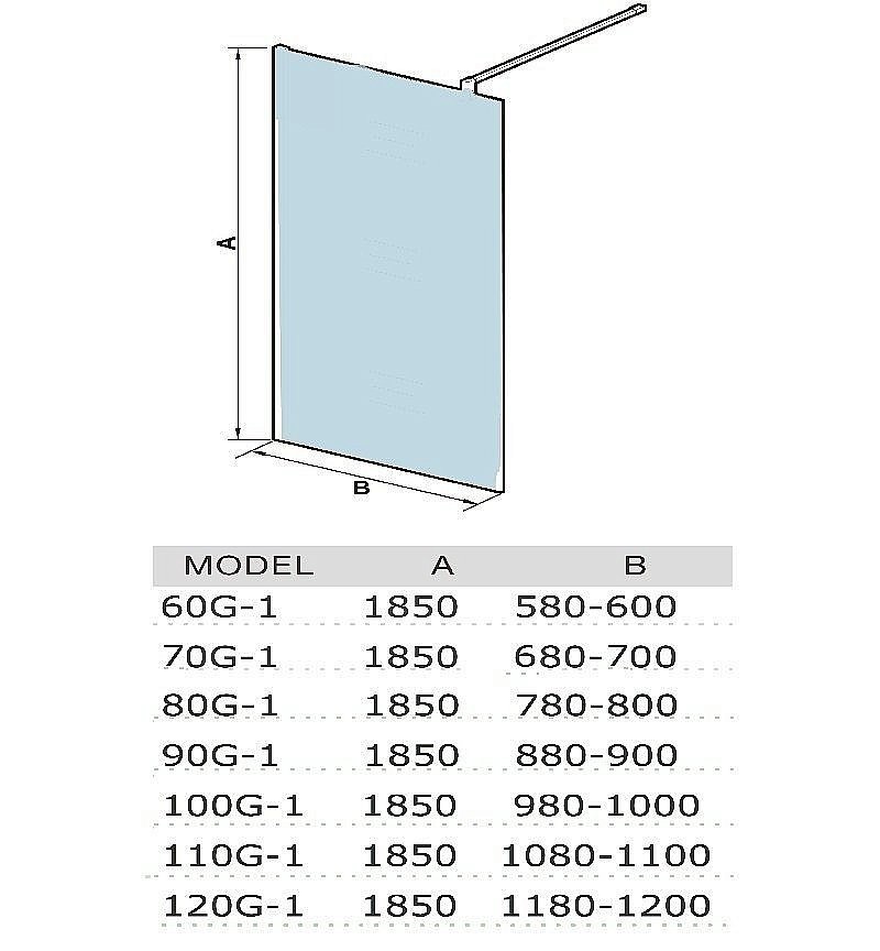 Душевая перегородка WeltWasser WW400 70G-1 70х185 купить в интернет-магазине Sanbest
