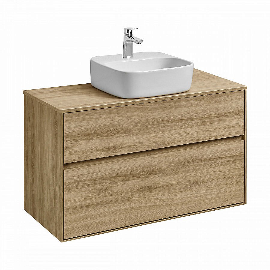 Тумба со столешницей Акватон Либерти 100 дуб эльвезия для ванной в интернет-магазине Sanbest