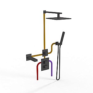 Душевая система PAINI Grazia 21PZSET36911THSHBATH черная матовая купить в интернет-магазине сантехники Sanbest