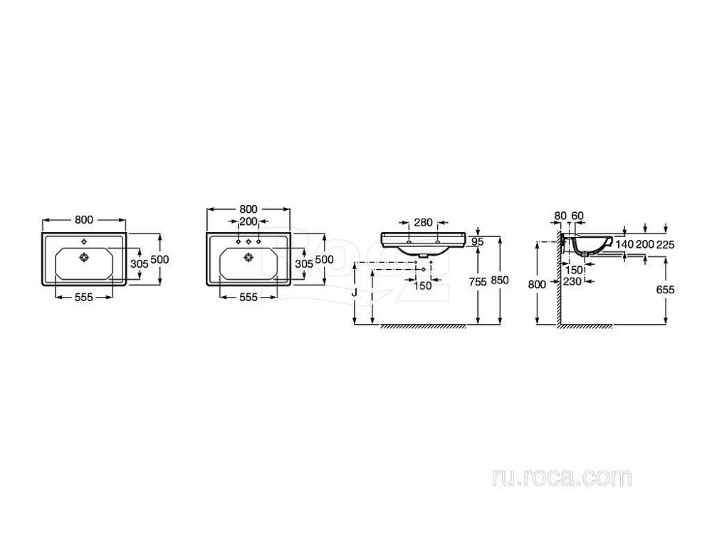 Раковина Roca Carmen 3270A0560 черный купить в интернет-магазине Sanbest