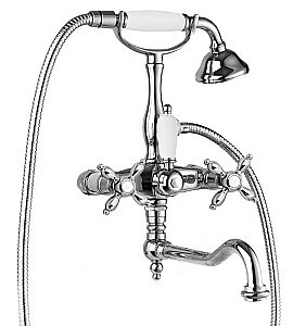 Смеситель для ванны Cezares NOSTALGIA-VDF-01-Bi хром/ручка белая купить в интернет-магазине сантехники Sanbest