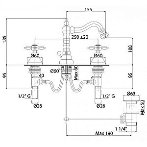 Смеситель для биде Cezares NOSTALGIA-BBS2-02 бронза купить в интернет-магазине сантехники Sanbest