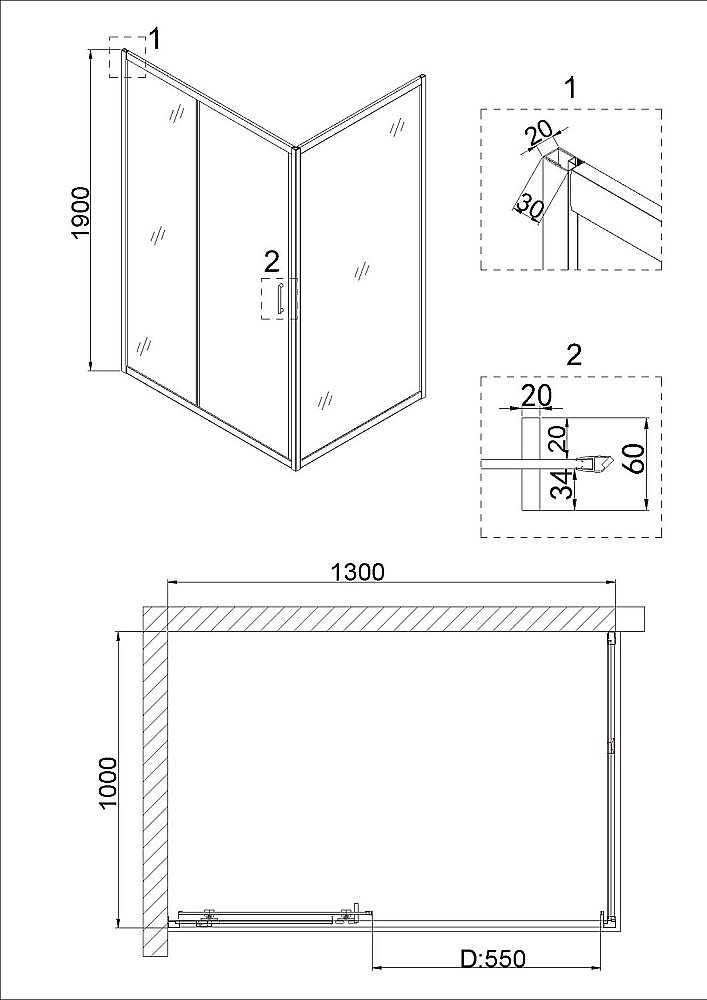Душевая дверь Niagara Nova NG-62-13A 130 хром купить в интернет-магазине Sanbest