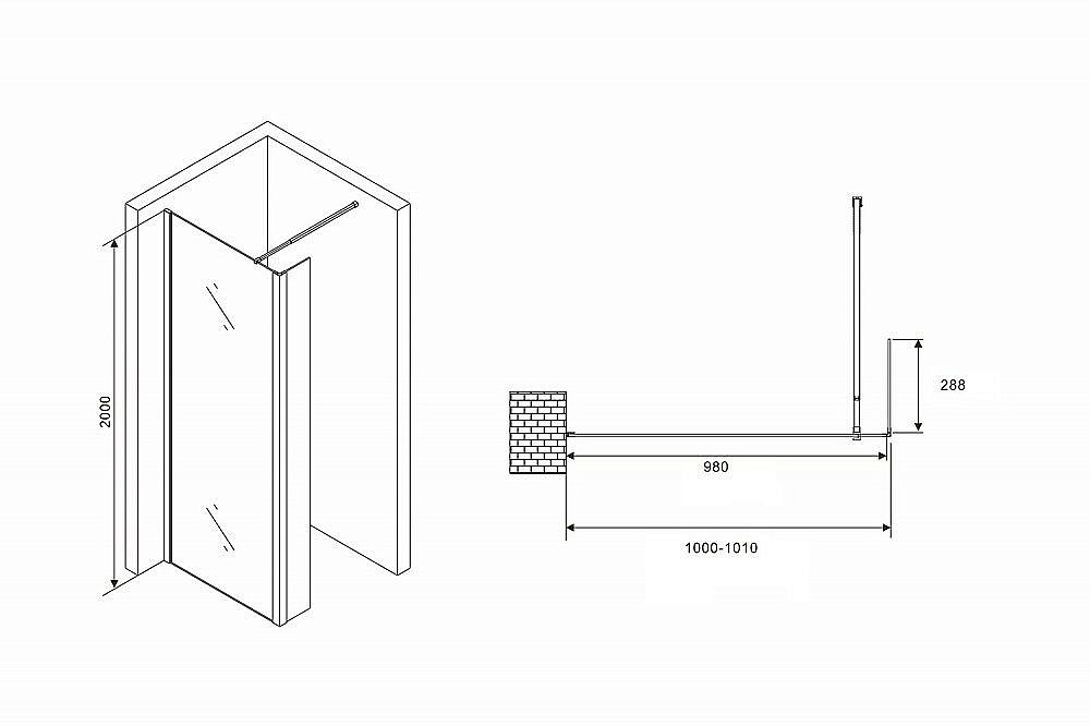 Душевое ограждение Abber Immer Offen AG66100B 100 купить в интернет-магазине Sanbest