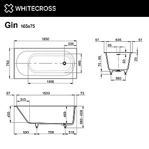 Акриловая ванна WhiteCross Gin 165x75 0220.170072.200 белая матовая купить в интернет-магазине Sanbest