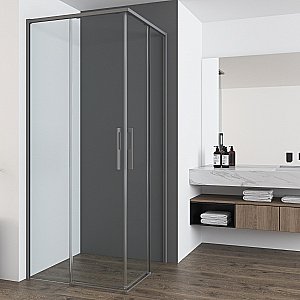 Душевой уголок Vincea Ultima 90х100 VSS-7UL9010CLGM стекло прозрачное/профиль вороненая сталь купить в интернет-магазине Sanbest