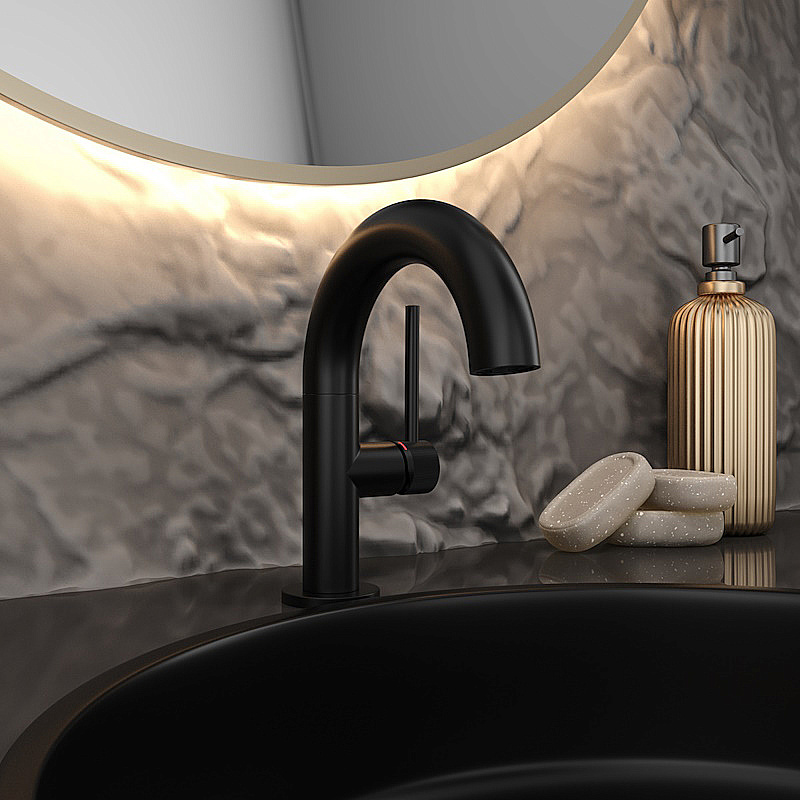 Смеситель для раковины Elghansa RADIANT XQ 1637181-Black черный матовый купить в интернет-магазине сантехники Sanbest