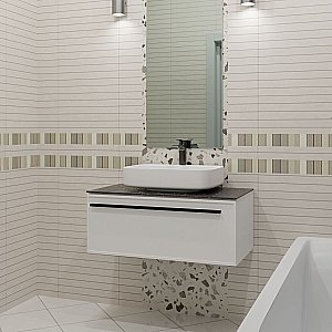Тумба с раковиной LA FENICE Elba Bianco 90 белая/столешница черная для ванной в интернет-магазине Sanbest
