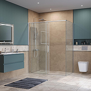 Душевой уголок BelBagno SOFT_CLOSE-1-AH-1 150х100 стекло прозрачное/профиль хром купить в интернет-магазине Sanbest