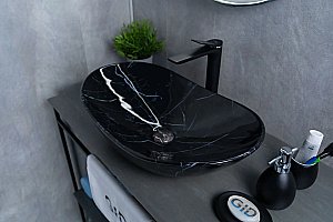 Раковина накладная Gid Lago 61 Bs9811 54467 черный мрамор купить в интернет-магазине Sanbest