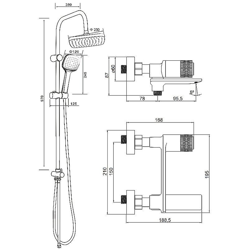 Душевая система Orange Push M01-914cr хром купить в интернет-магазине сантехники Sanbest