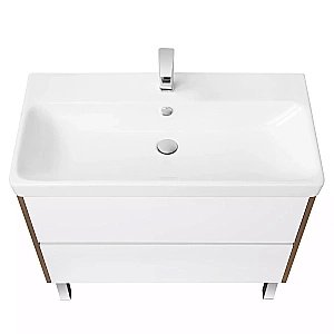 Тумба с раковиной Акватон Сканди 90 белая/дуб рустикальный для ванной в интернет-магазине Sanbest