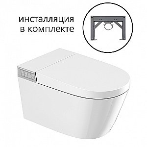 Унитаз подвесной с биде и инсталляцией Abber Bequem AC1120S-AC0101P2 белый, с крышкой микролифт купить в интернет-магазине Sanbest