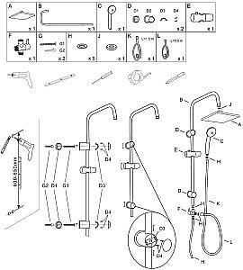 Душевая система Aquanet Passion S AF300-70-S-B черная матовая купить в интернет-магазине сантехники Sanbest