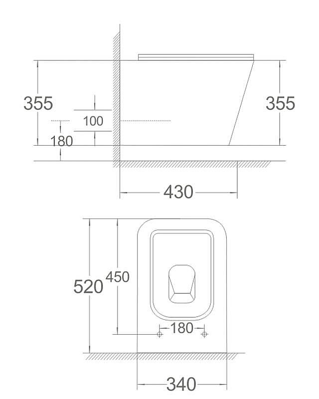 Унитаз подвесной Agger AT04100 белый, с крышкой микролифт, безободковый купить в интернет-магазине Sanbest