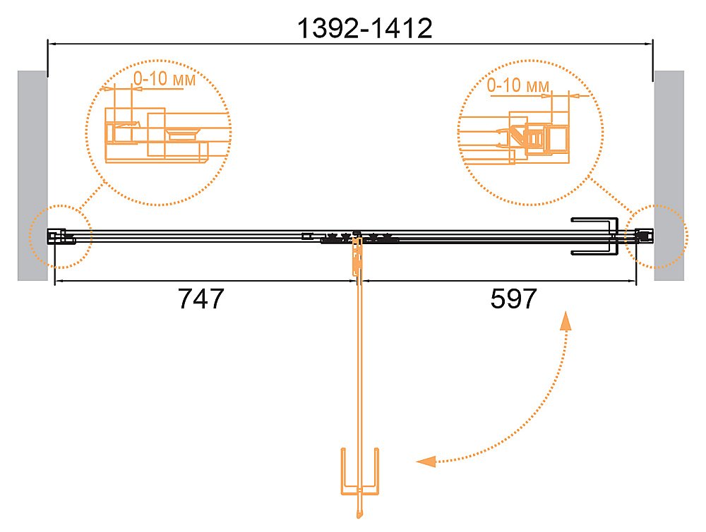 Душевая дверь Cezares BELLAGIO-B-12-140-C-NERO купить в интернет-магазине Sanbest