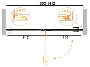 Душевая дверь Cezares BELLAGIO-B-12-140-C-NERO купить в интернет-магазине Sanbest