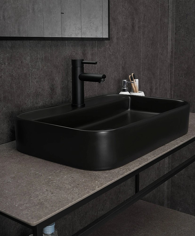 Раковина накладная Gid Geometrico 60 Bm9660 53376 черная матовая купить в интернет-магазине Sanbest