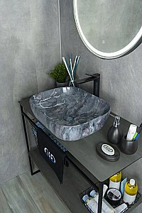 Раковина накладная Gid Geometrico 50 K397G124 54401 серый мрамор купить в интернет-магазине Sanbest