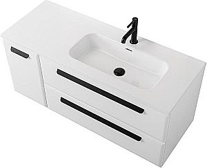 Тумба с раковиной Cezares ECO-CER-N 120 ECO-CER-N-1200-2C-1A-SO-BL белая глянцевая для ванной в интернет-магазине Sanbest