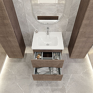 Тумба с раковиной Caprigo Modo-Terza 60 с интегрированной ручкой, цвет на выбор для ванной в интернет-магазине Sanbest