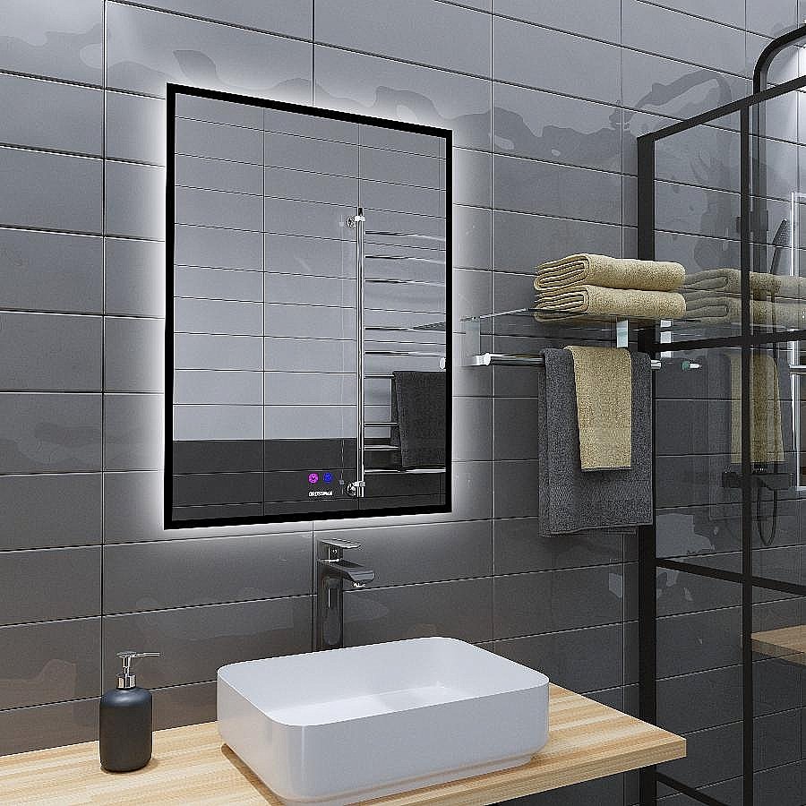 Зеркало Grossman Pragma-норма Black 70x80 1870802 черное в ванную от интернет-магазине сантехники Sanbest