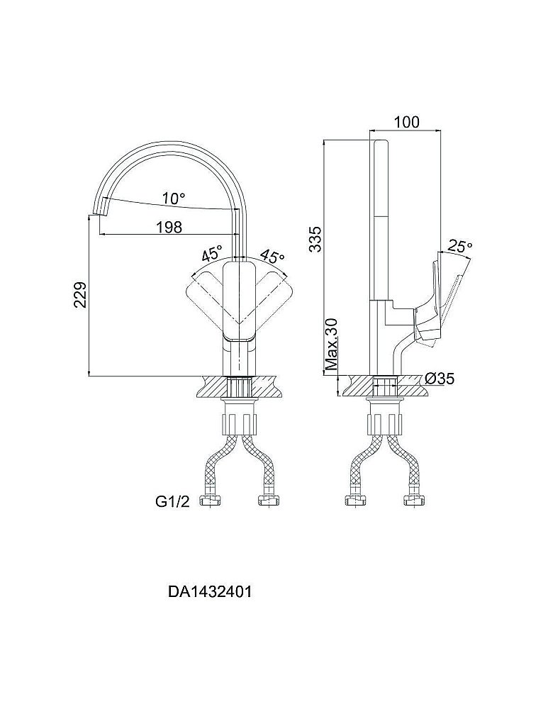 Смеситель для кухни D&K Berlin Humboldt DA1432412 купить в интернет-магазине сантехники Sanbest