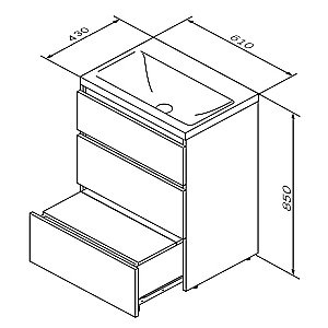 Тумба с раковиной AM.PM Gem S 60 графит для ванной в интернет-магазине Sanbest