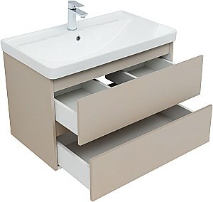 Тумба с раковиной Aquanet Вега 2.0 337943/301805 80 бежевый для ванной в интернет-магазине Sanbest